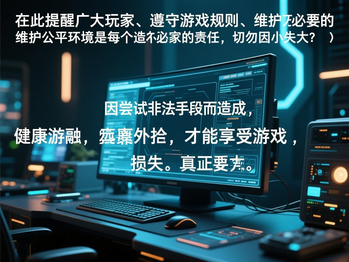 在此提醒广大玩家，遵守游戏规则、维护公平环境是每个玩家的责任，切勿因小失大，因尝试非法手段而造成不必要的损失。健康游戏，远离外挂，才能享受游戏的真正魅力