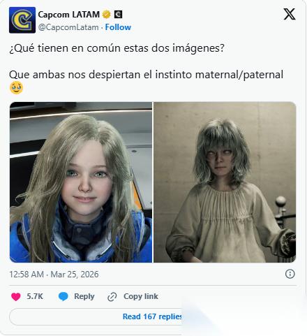 卡普空两作都有可爱小女孩 网友笑称“骗大家生女儿”