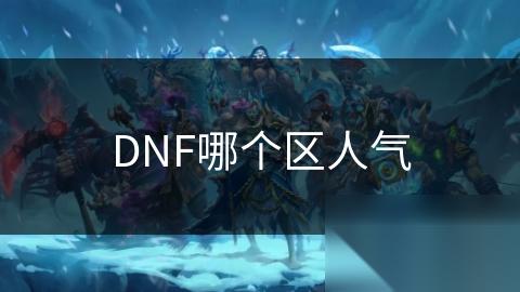 DNF哪个区人气