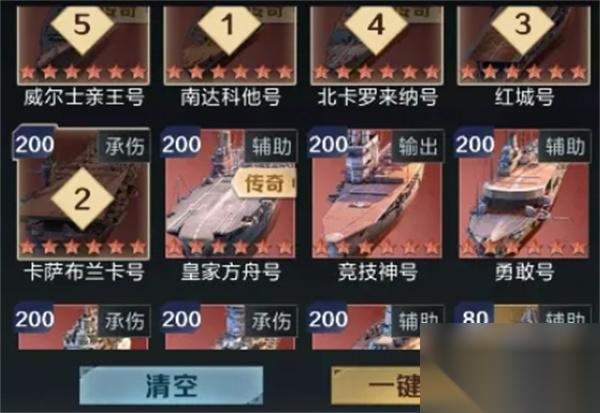王者舰队北卡罗来纳号阵容搭配推荐