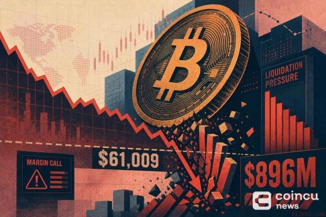 若比特币跌破61009美元，多头清算金额或达8.96亿美元