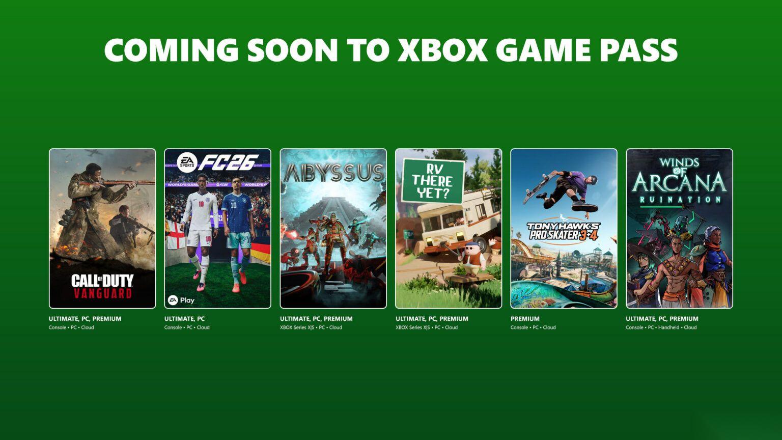 Xbox Game Pass 2026年6月新增游戏包括 EA SPORTS FC™ 26 与 Call of Duty