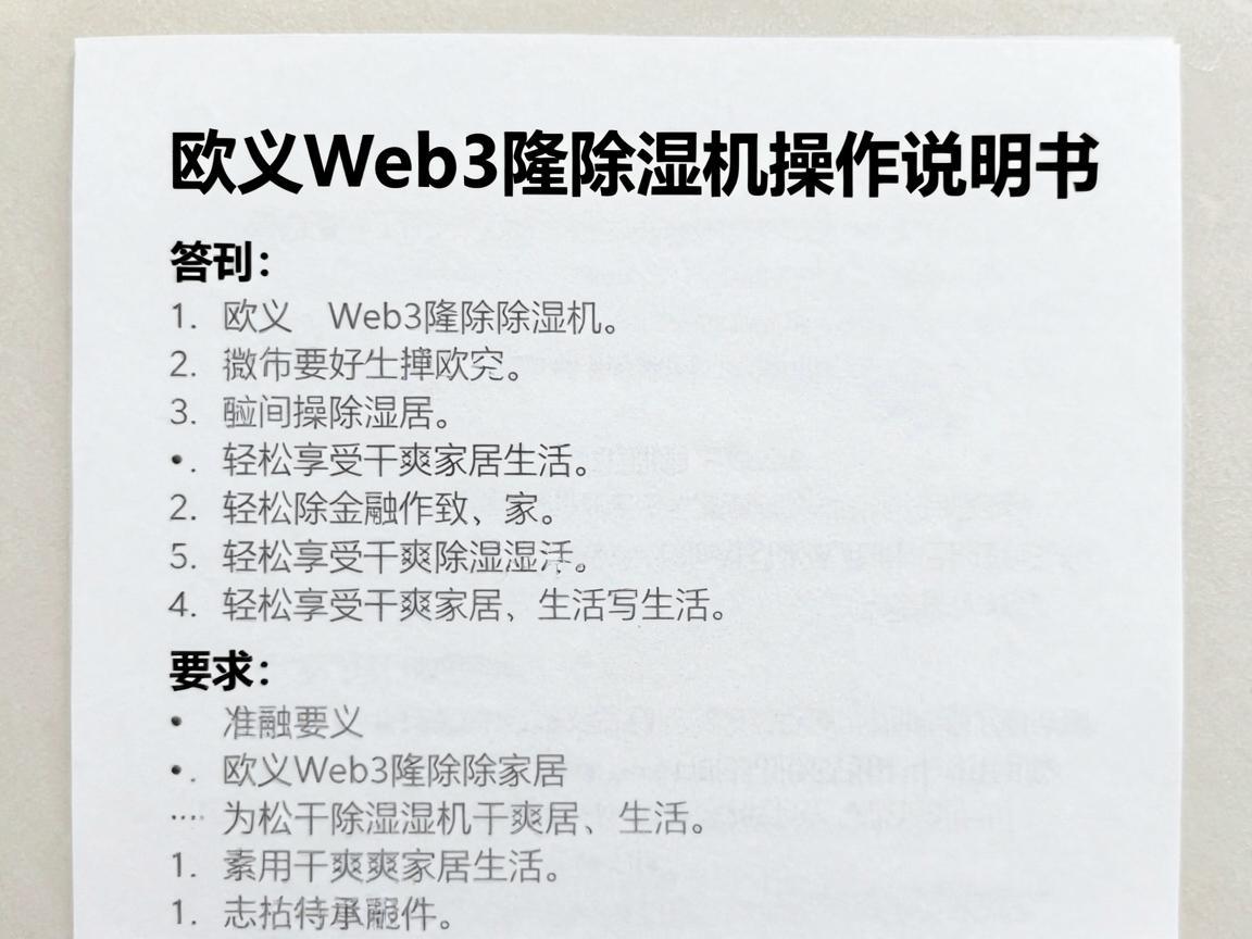 欧义Web3隆除湿机操作说明书，轻松享受干爽家居生活