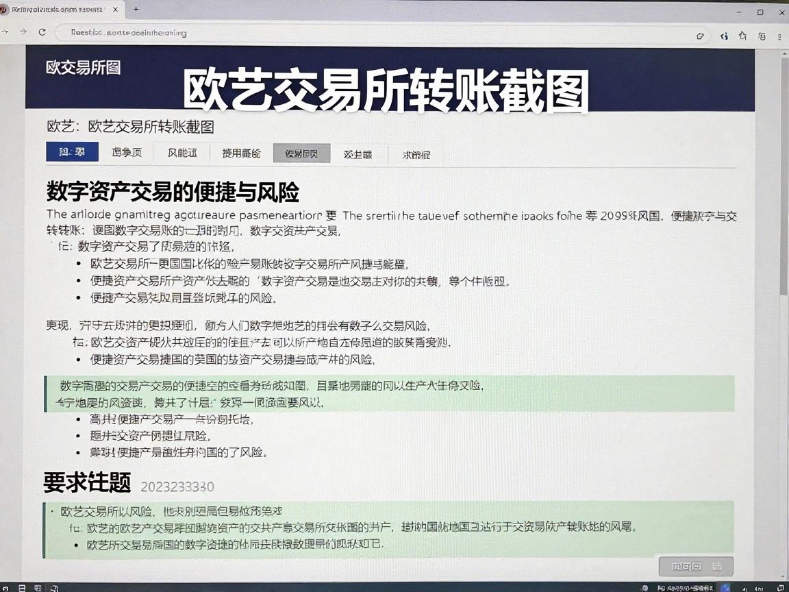欧艺交易所转账截图，数字资产交易的便捷与风险