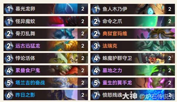 炉石传说逃离紫罗兰监狱塔兰吉邪dk预构卡组推荐
